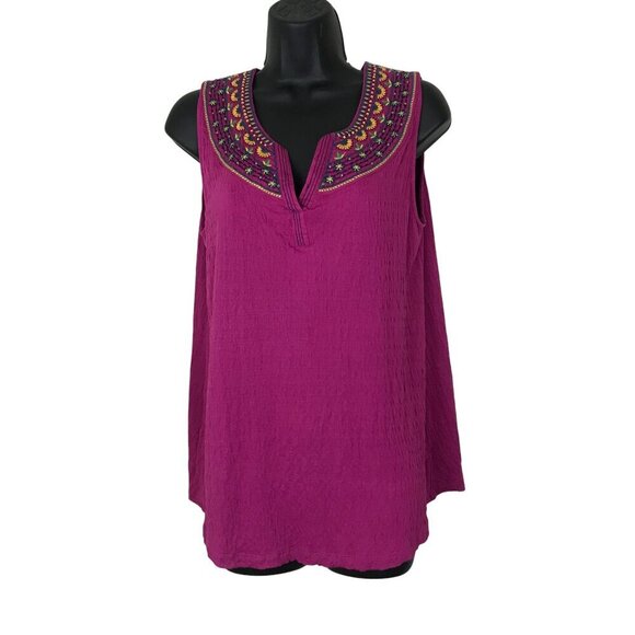 Anthropologie Akemi Kin Vizela Embroidered With Beading Pink Top Size S - Picture 1 of 8